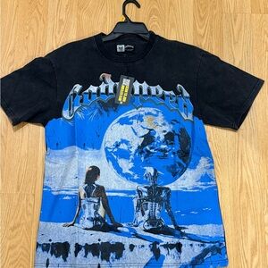 Graphic T-Shirt with Blue and Black Design